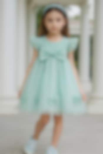 Mint Tulle Sequin Embellished Bow Dress For Girls by A Little Fable at Pernia's Pop Up Shop