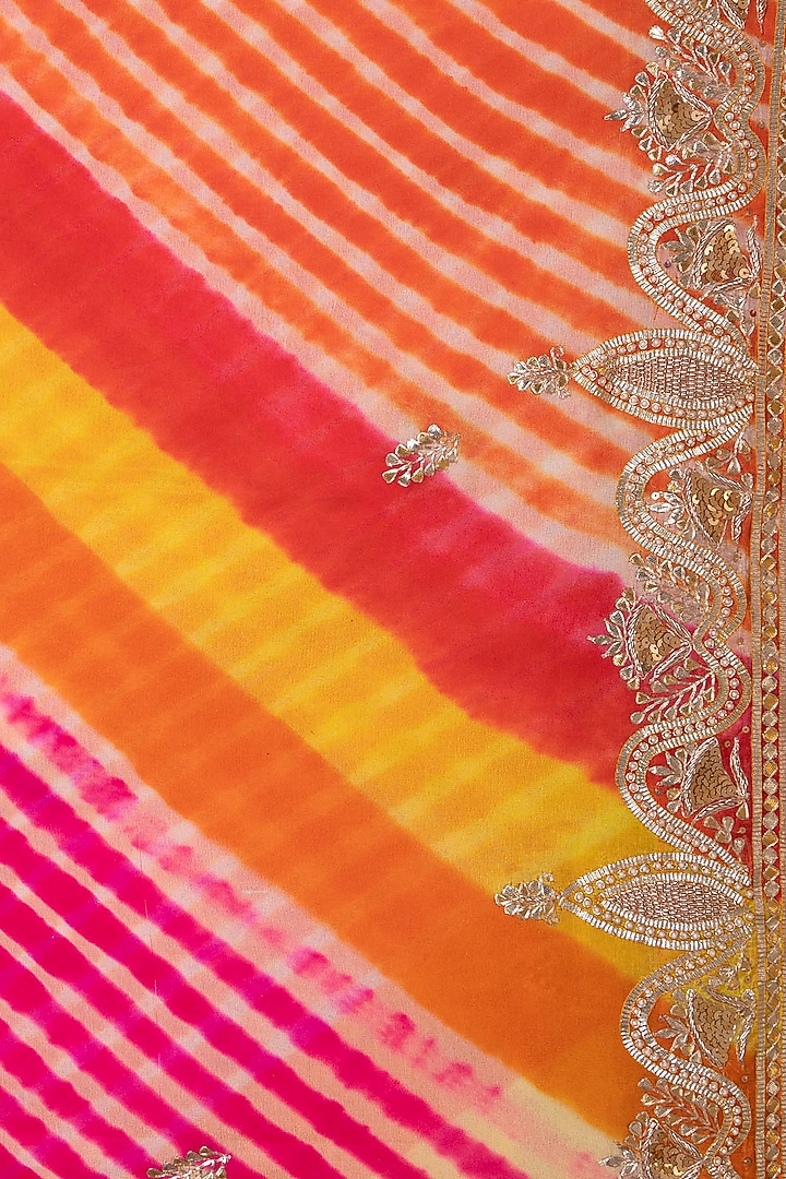 Multi-Colored Pure Chinnon Embroidered Wedding Saree Set by Albis Jaipur at Pernia's Pop Up Shop