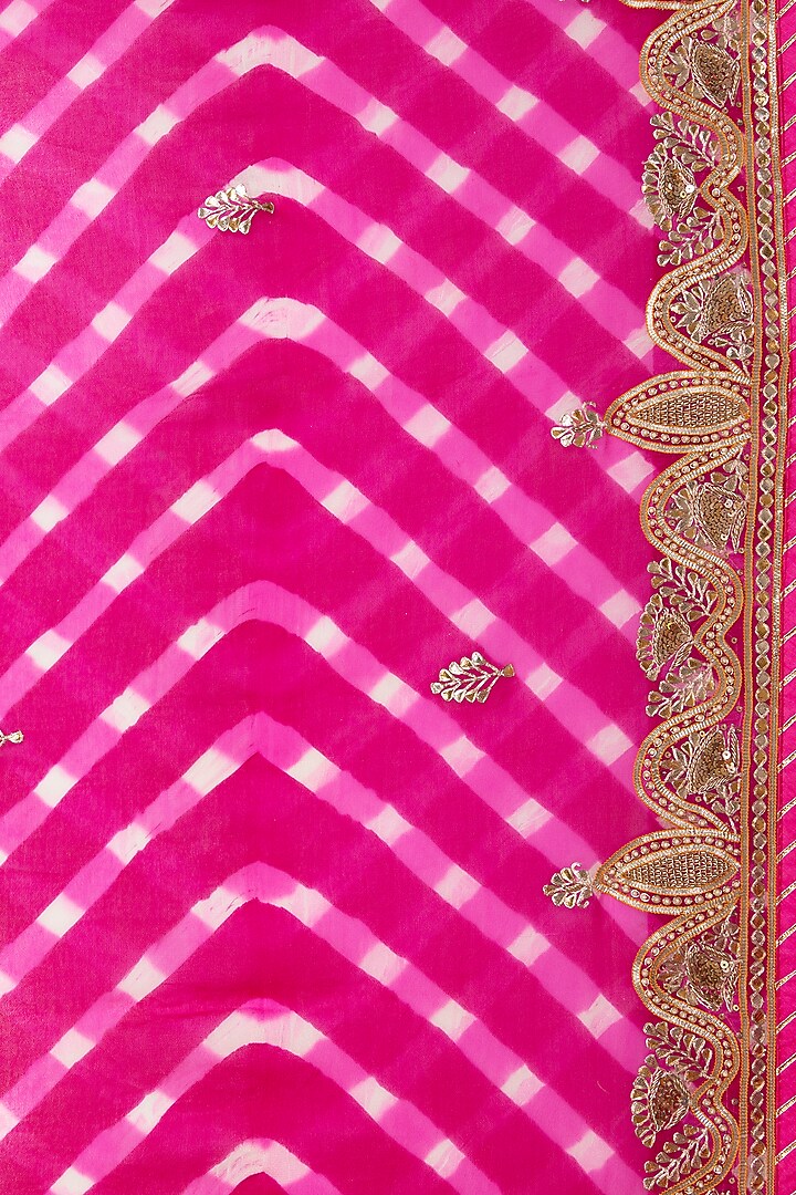 Pink Pure Chinnon Embroidered Bandhani Party Wear Saree Set by Albis Jaipur at Pernia's Pop Up Shop