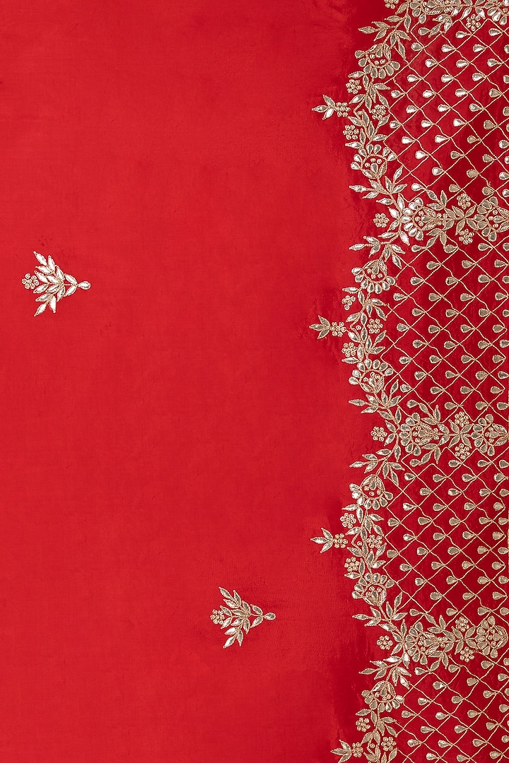 Red Upada Silk Embellished Party Wear Saree Set by Albis Jaipur at Pernia's Pop Up Shop