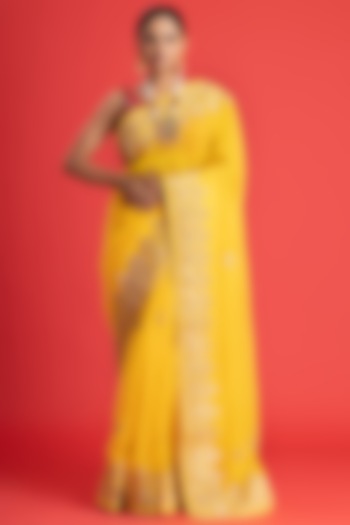 Turmeric Yellow Pure Organza Embroidered Party Wear Saree by Albis Jaipur at Pernia's Pop Up Shop
