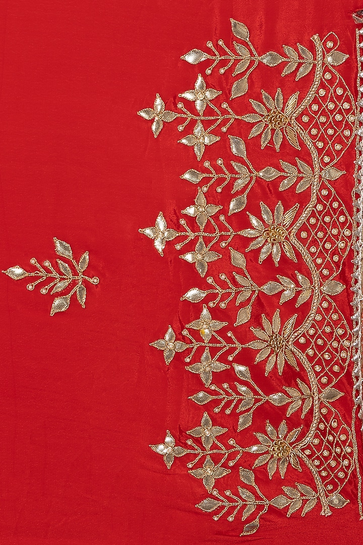 Crimson Red Pure Organza Embroidered Party Wear Saree by Albis Jaipur at Pernia's Pop Up Shop