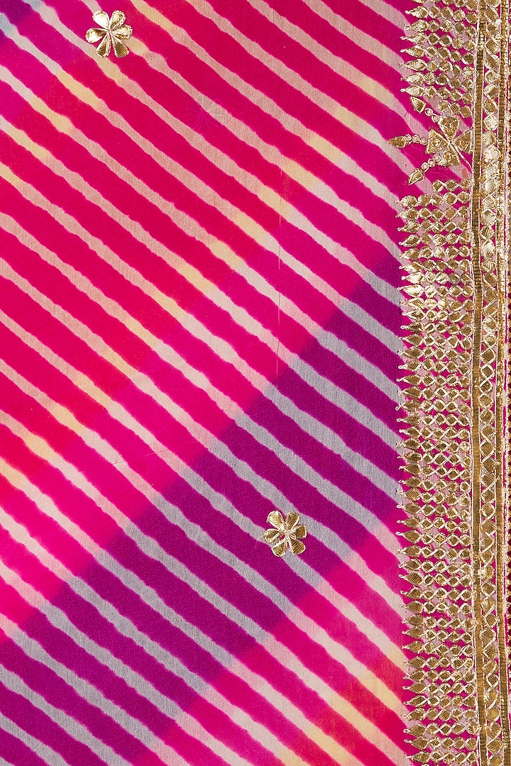Multi-Coloured Pure Chinon Embroidered Leheriya Party Wear Saree by Albis Jaipur at Pernia's Pop Up Shop