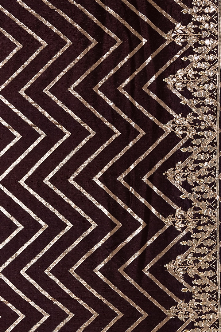 Deep Brown Pure Munga Silk Embellished Party Wear Saree by Albis Jaipur at Pernia's Pop Up Shop