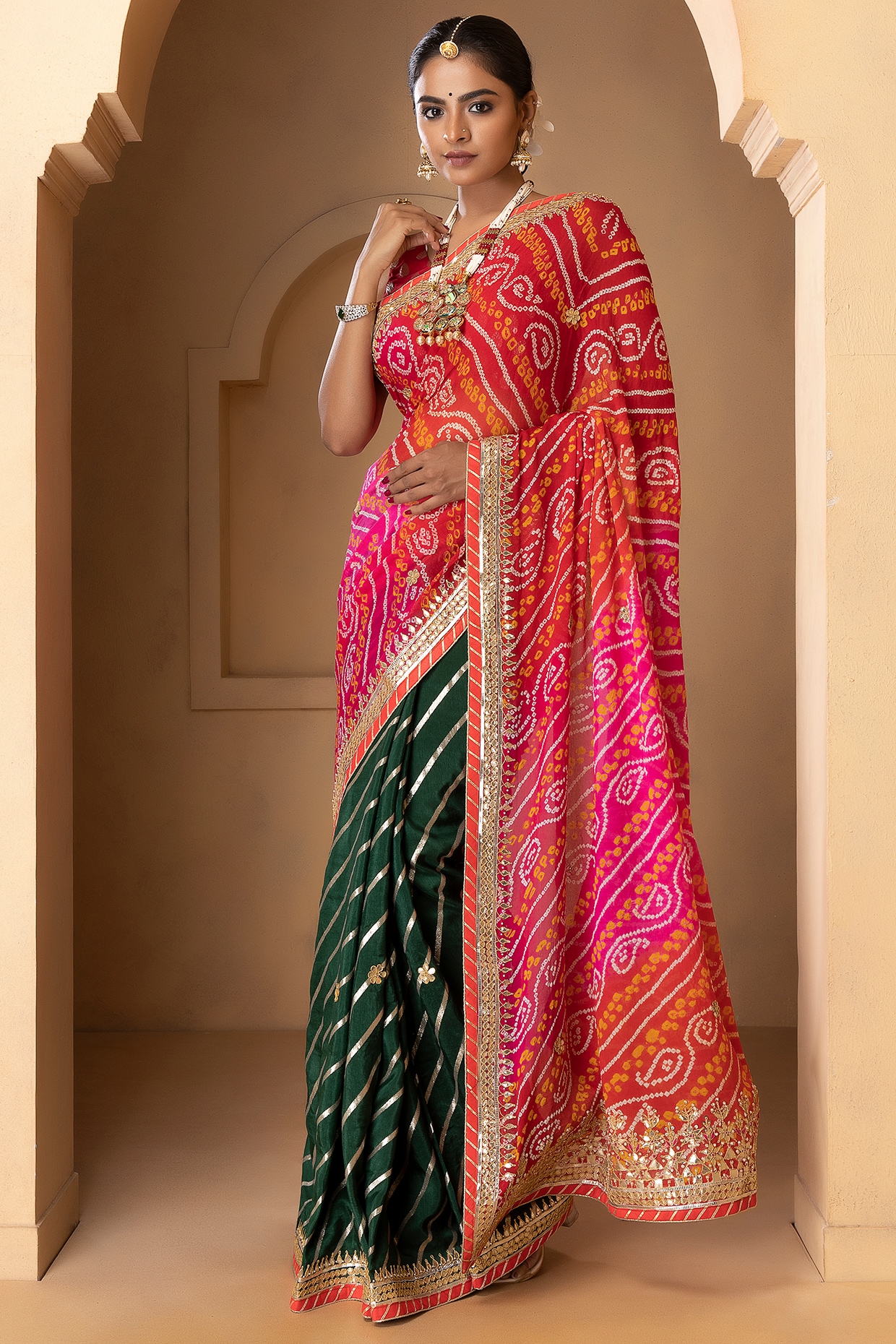 Buy Bandhani Silk Saree By Geroo Jaipur Brand at Rs.2999/Piece in jaipur  offer by Geroo Jaipur