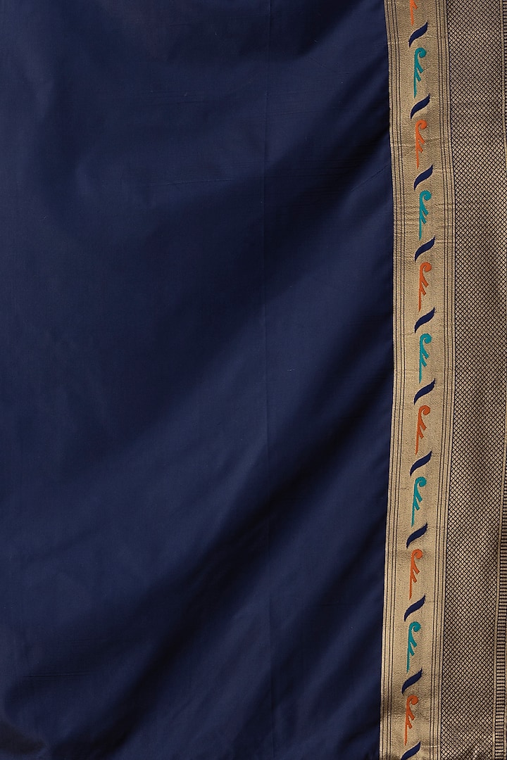Blue Pure Katan Silk Embroidered Festive Saree by Albis Jaipur at Pernia's Pop Up Shop
