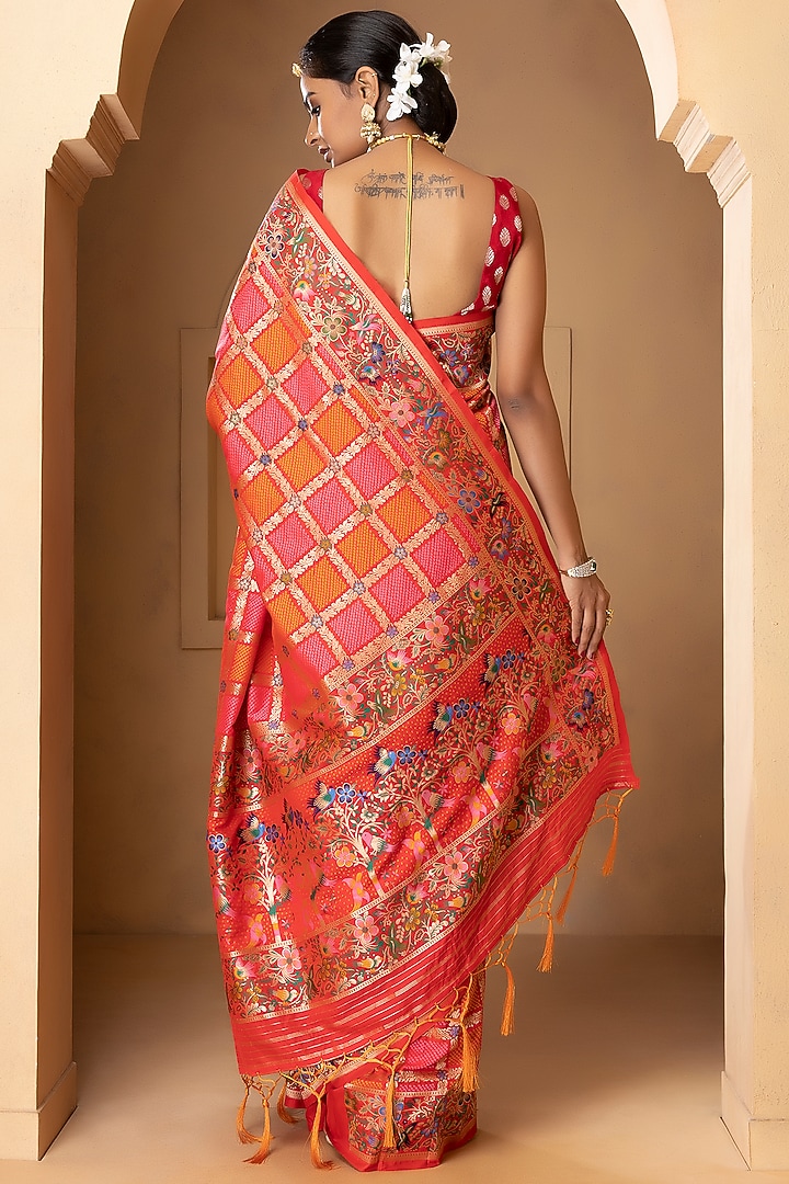 Deep Red Banarasi Katan Silk Festive Saree by Albis Jaipur at Pernia's Pop Up Shop