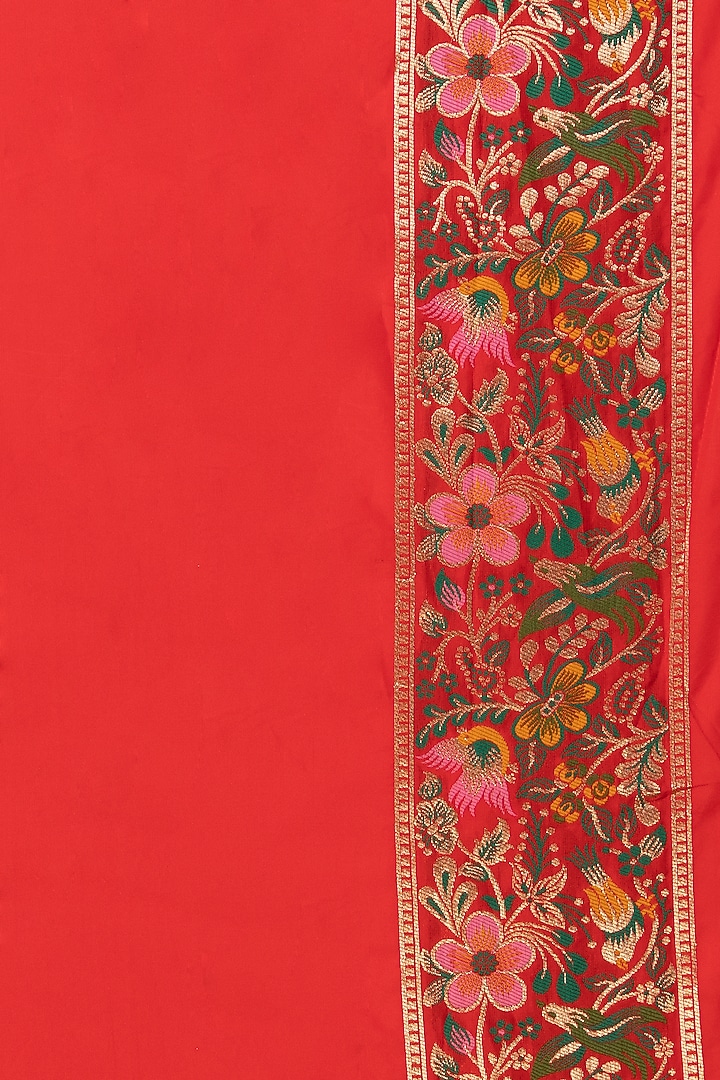 Deep Red Banarasi Katan Silk Festive Saree by Albis Jaipur at Pernia's Pop Up Shop