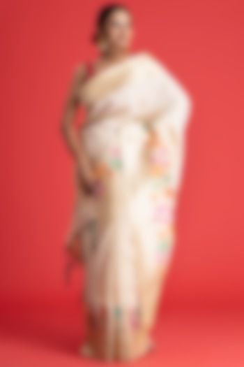Cream Handloom Katan Silk Festive Saree by Albis Jaipur at Pernia's Pop Up Shop