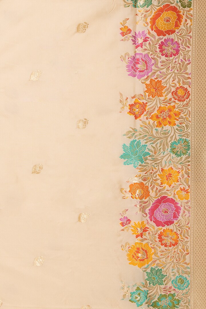 Cream Handloom Katan Silk Festive Saree by Albis Jaipur at Pernia's Pop Up Shop