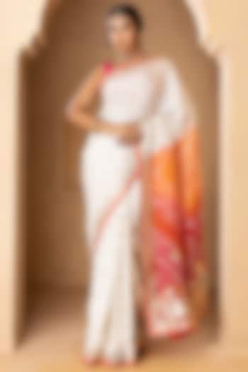 Cream Munga Silk & Chinon Embellished Festive Saree by Albis Jaipur at Pernia's Pop Up Shop