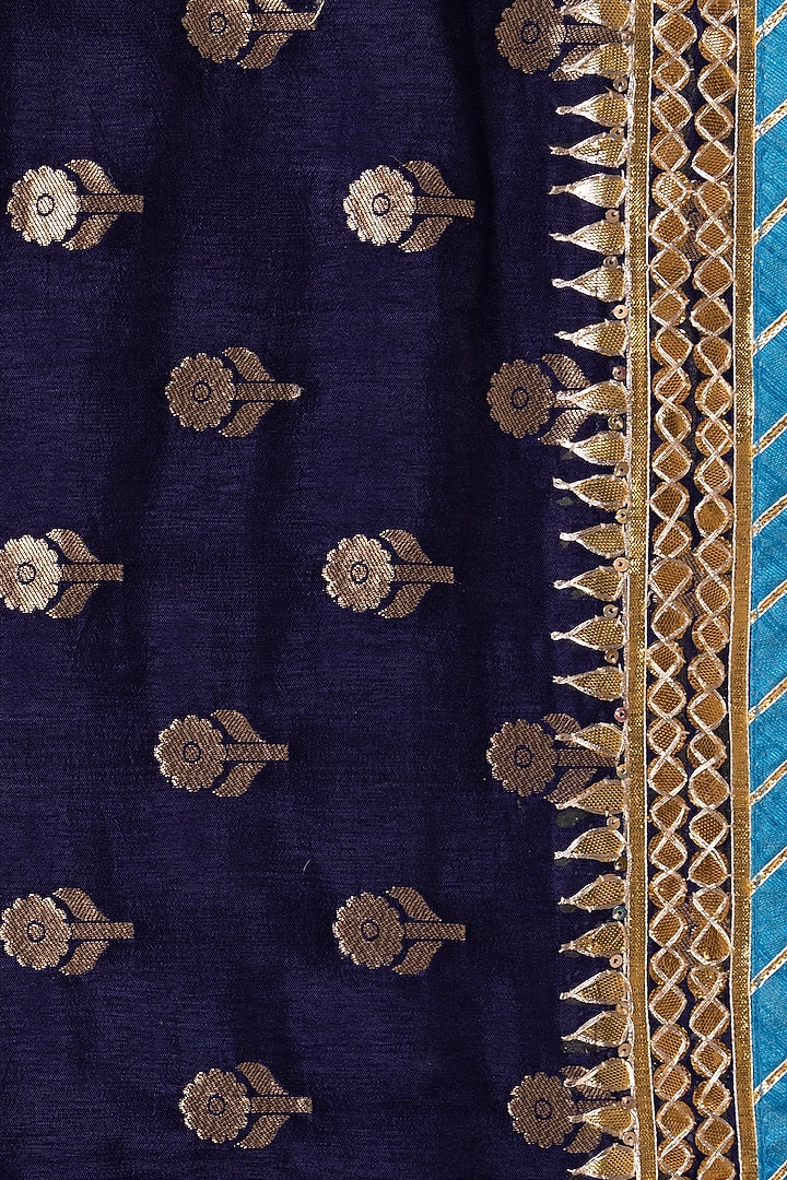 Blue Pure Munga Silk Bandhani Embellished Festive Saree by Albis Jaipur at Pernia's Pop Up Shop