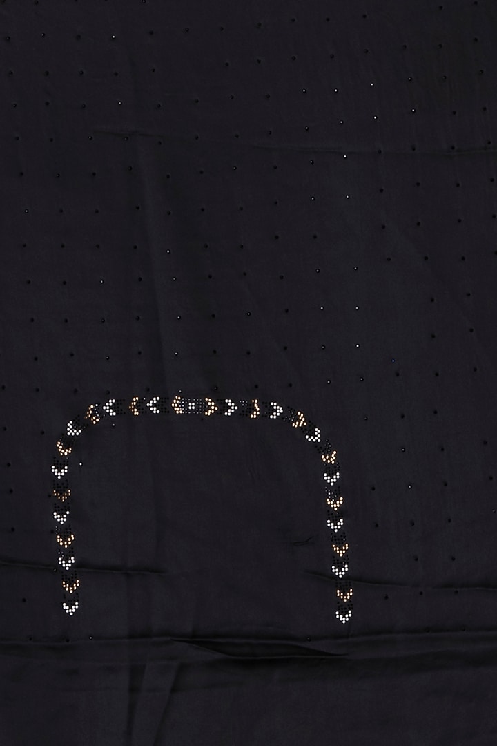 Black Satin Floral Festive Saree Set by Albis Jaipur at Pernia's Pop Up Shop