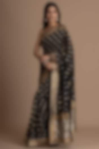 Black Khadi Georgette Banarasi Woven Festive Saree Set by Albis Jaipur at Pernia's Pop Up Shop