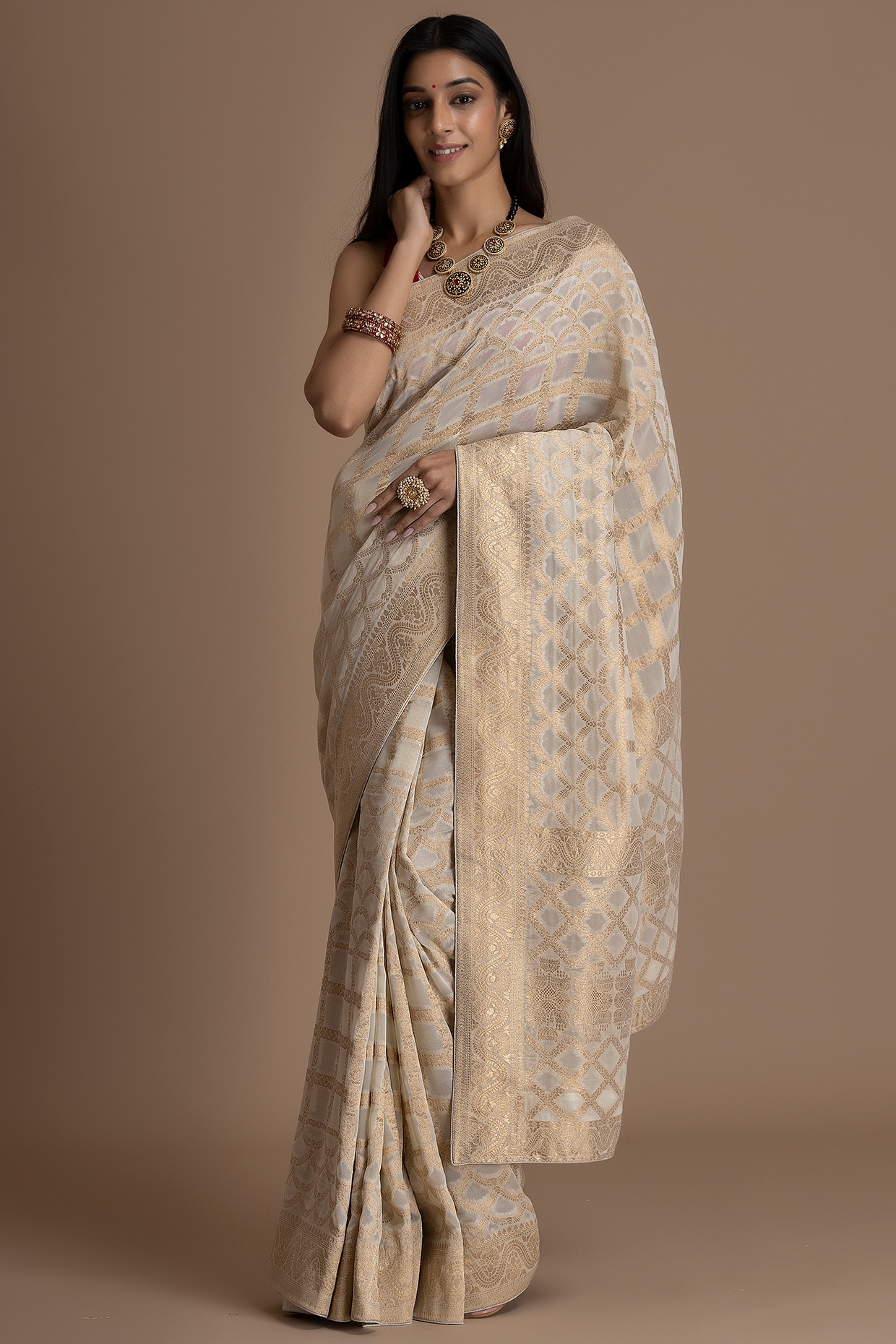 Pure Khaddi hand looms Georgette Banarasi Saree at Rs.12000/Piece in  bhuj-kutch offer by N Y Bandhani Collection