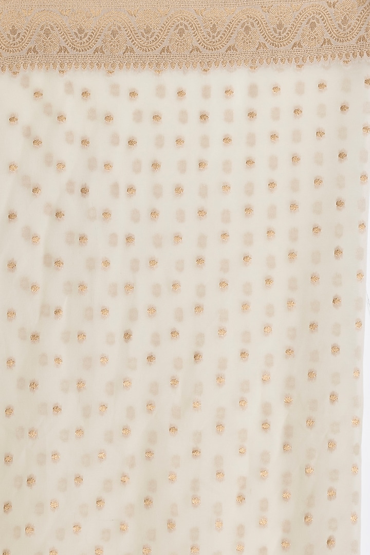Cream Khadi Georgette Banarasi Festive Saree Set by Albis Jaipur at Pernia's Pop Up Shop