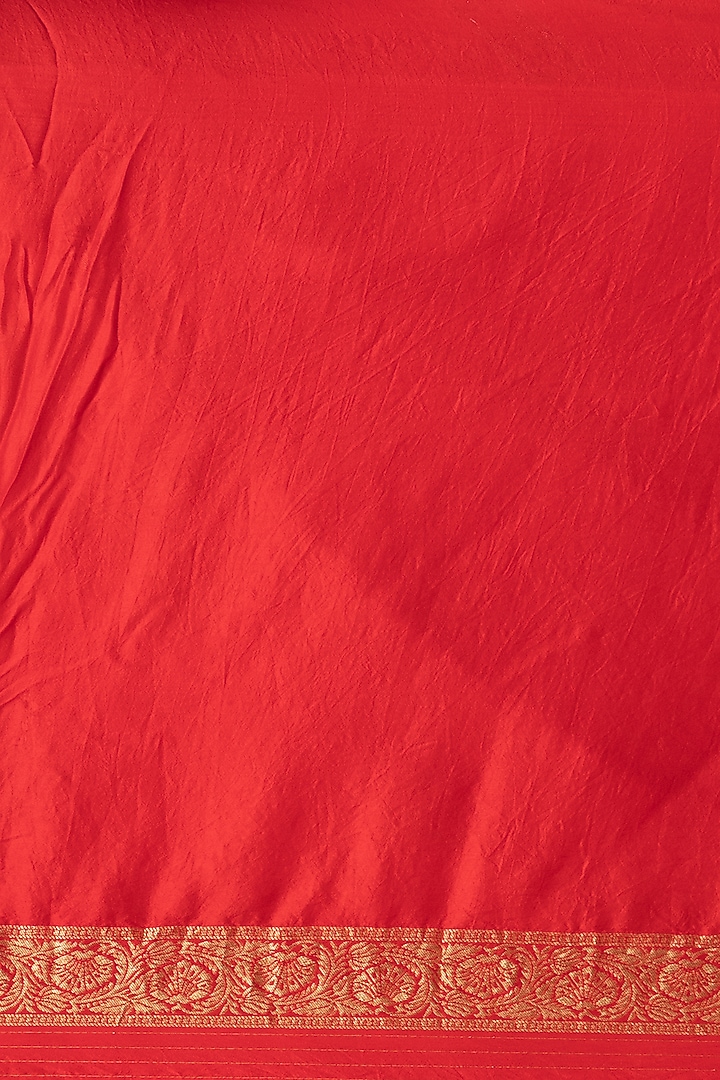 Rust Orange Munga Silk Banarasi Festive Saree Set by Albis Jaipur at Pernia's Pop Up Shop
