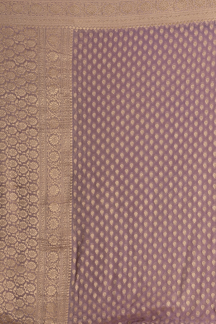 Lavender  Khadi Georgette Banarasi Festive Saree Set by Albis Jaipur at Pernia's Pop Up Shop