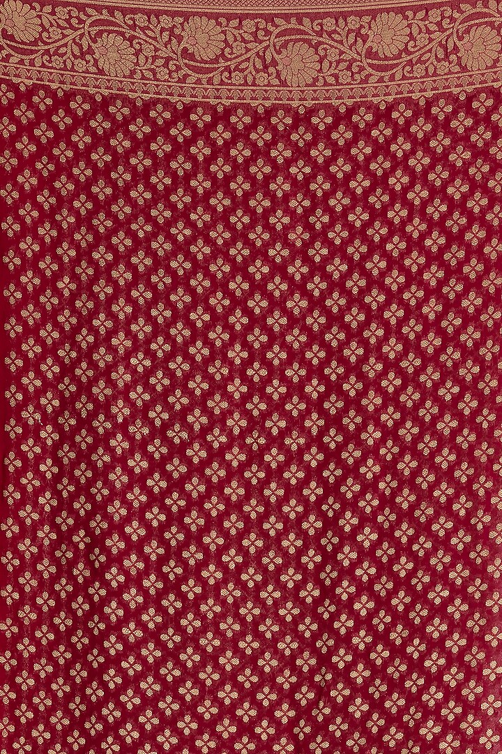 Deep Magenta Khadi Georgette Banarasi Festive Saree Set by Albis Jaipur at Pernia's Pop Up Shop