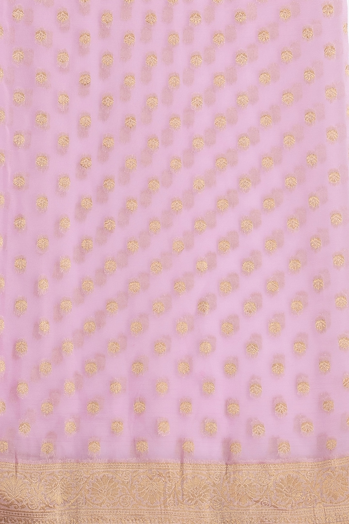 Baby Pink Khadi Georgette Banarasi Party Wear Saree Set by Albis Jaipur at Pernia's Pop Up Shop