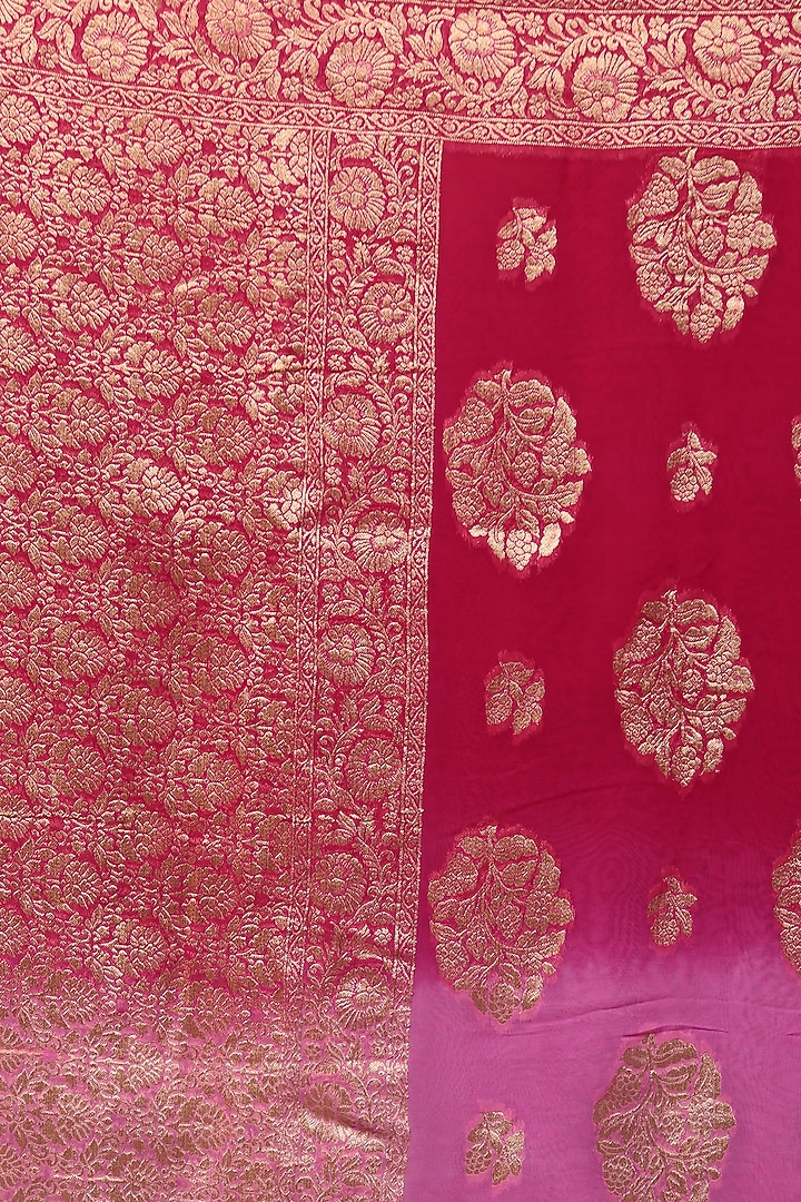 Pink Khadi Georgette Banarasi Party Wear Saree Set by Albis Jaipur at Pernia's Pop Up Shop