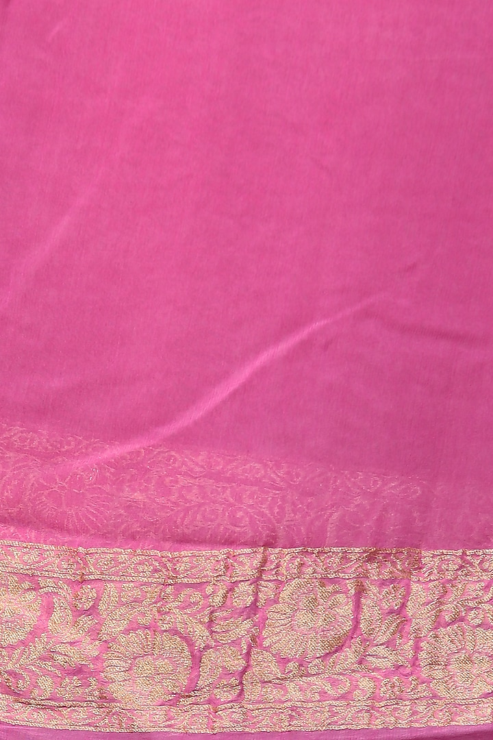 Pink Khadi Georgette Banarasi Party Wear Saree Set by Albis Jaipur at Pernia's Pop Up Shop