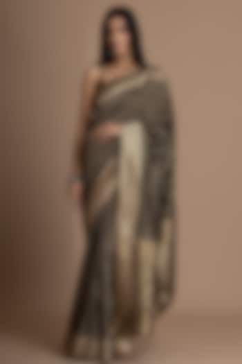 Black Khadi Georgette Banarasi Festive Saree Set by Albis Jaipur at Pernia's Pop Up Shop