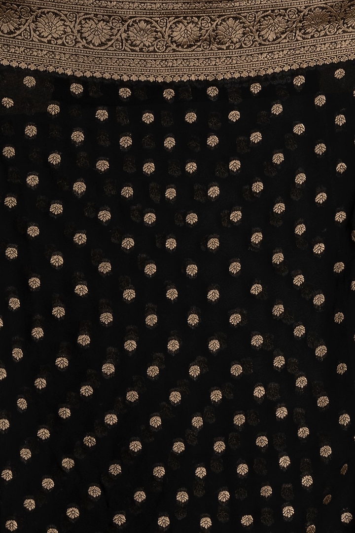 Black Khadi Georgette Banarasi Festive Saree Set by Albis Jaipur at Pernia's Pop Up Shop