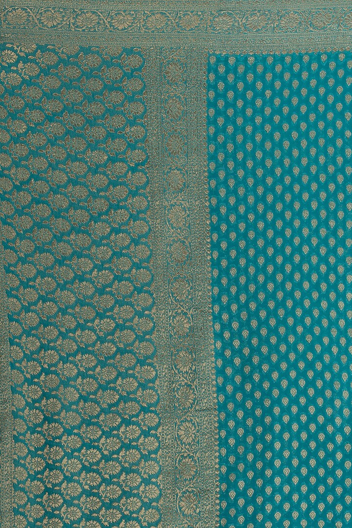 Sky Blue Khadi Georgette Banarasi Festive Saree Set by Albis Jaipur at Pernia's Pop Up Shop