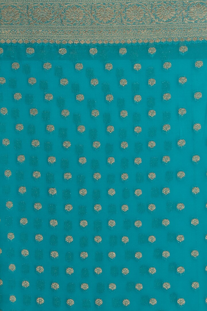 Sky Blue Khadi Georgette Banarasi Festive Saree Set by Albis Jaipur at Pernia's Pop Up Shop