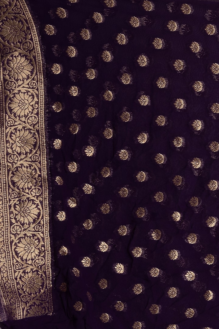 Purple Khadi Georgette Banarasi Festive Saree Set by Albis Jaipur at Pernia's Pop Up Shop