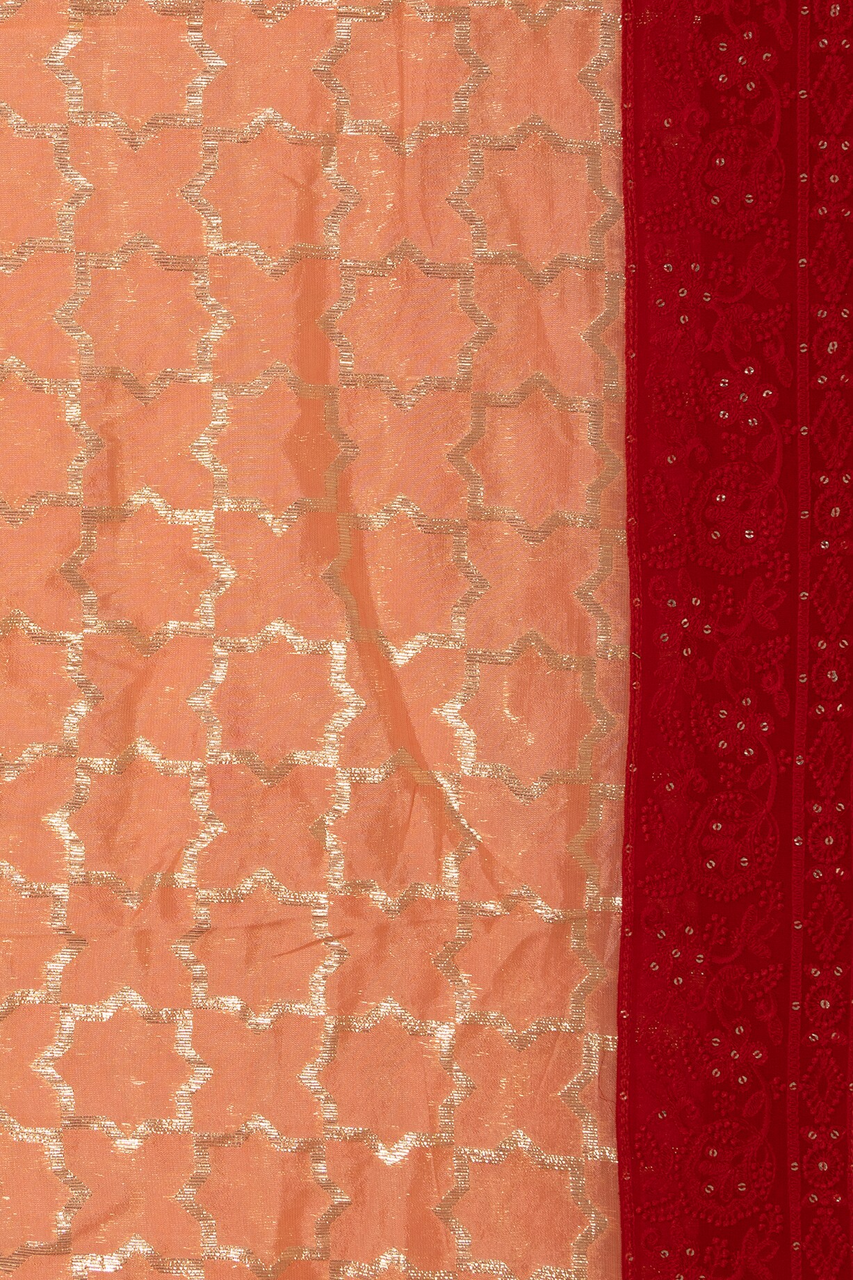 Traditional Peach Munga kota Festival Saree for Women main image 1