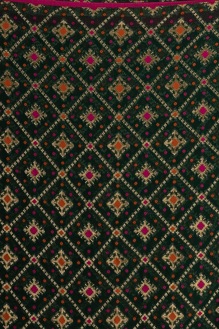 Dark Green Pure Khadi Georgette Banarasi Festive Saree Set by Albis Jaipur at Pernia's Pop Up Shop