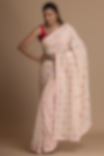 Off-White Pure Khadi Georgette Banarasi Festive Saree Set by Albis Jaipur at Pernia's Pop Up Shop