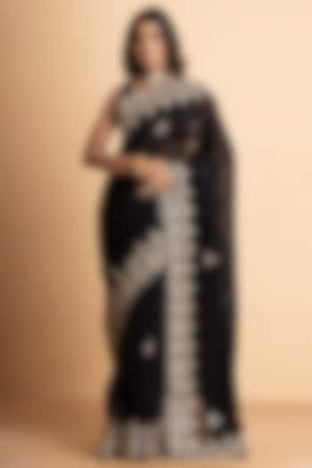 Black Uppada Silk Embellished Party Wear Saree Set by Albis Jaipur at Pernia's Pop Up Shop