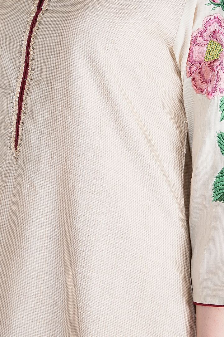 Beige Embroidered Kurta Set by Alkaline by Alka Suman at Pernia's Pop Up Shop