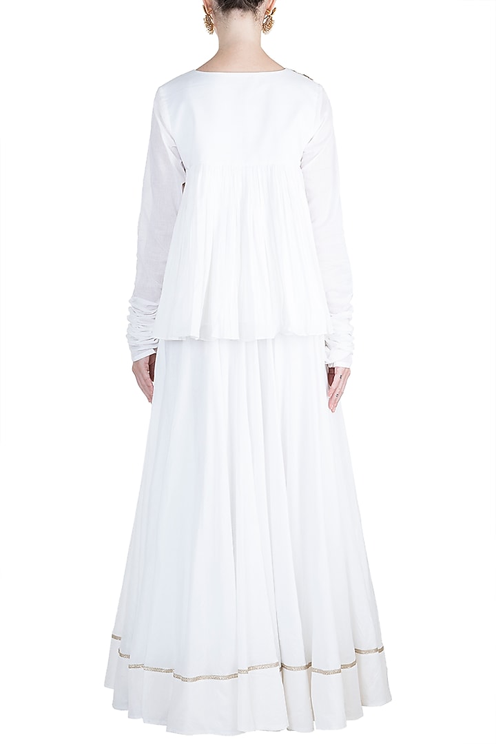 White Embroidered Top With Skirt by Alkaline by Alka Suman at Pernia's Pop Up Shop