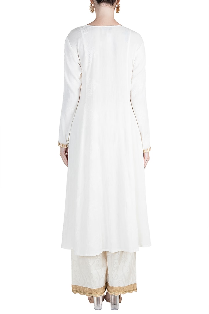 White Embroidered Angrakha Kurta Set by Alkaline by Alka Suman at Pernia's Pop Up Shop