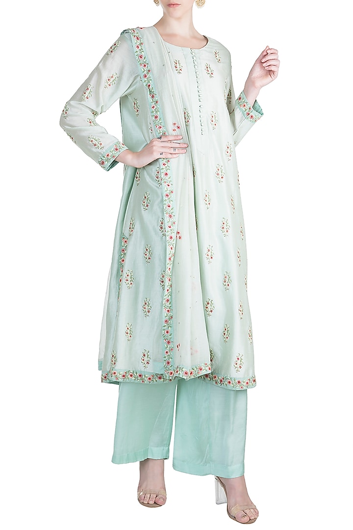 Sky Blue Embroidered Kurta Set by Alkaline by Alka Suman at Pernia's Pop Up Shop