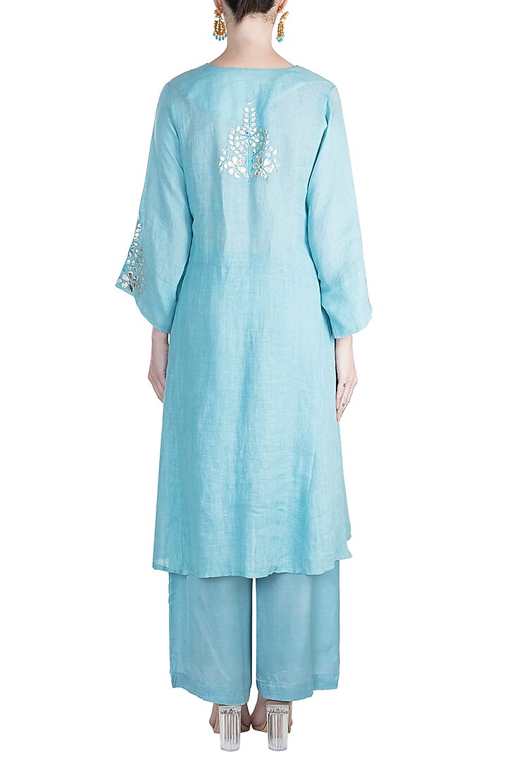 Sky Blue Gota Embellished Kurta Set by Alkaline by Alka Suman at Pernia's Pop Up Shop