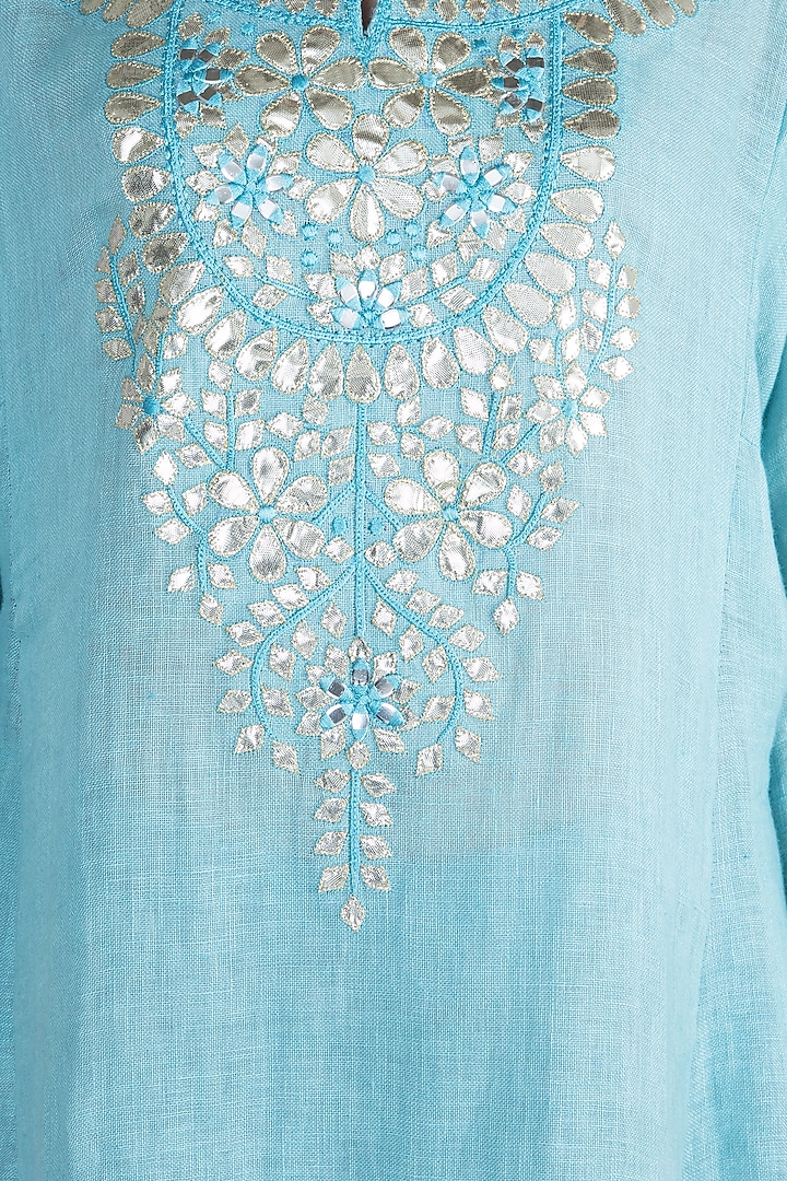 Sky Blue Gota Embellished Kurta Set by Alkaline by Alka Suman at Pernia's Pop Up Shop