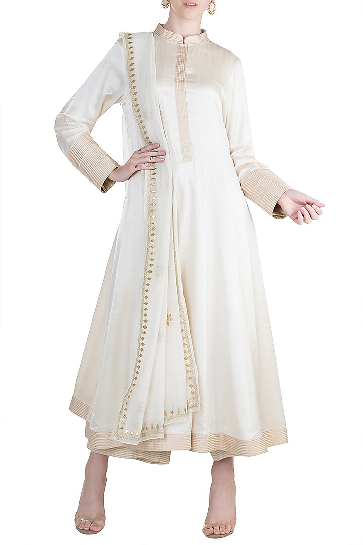 Beige Embroidered Kurta Set by Alkaline by Alka Suman at Pernia's Pop Up Shop