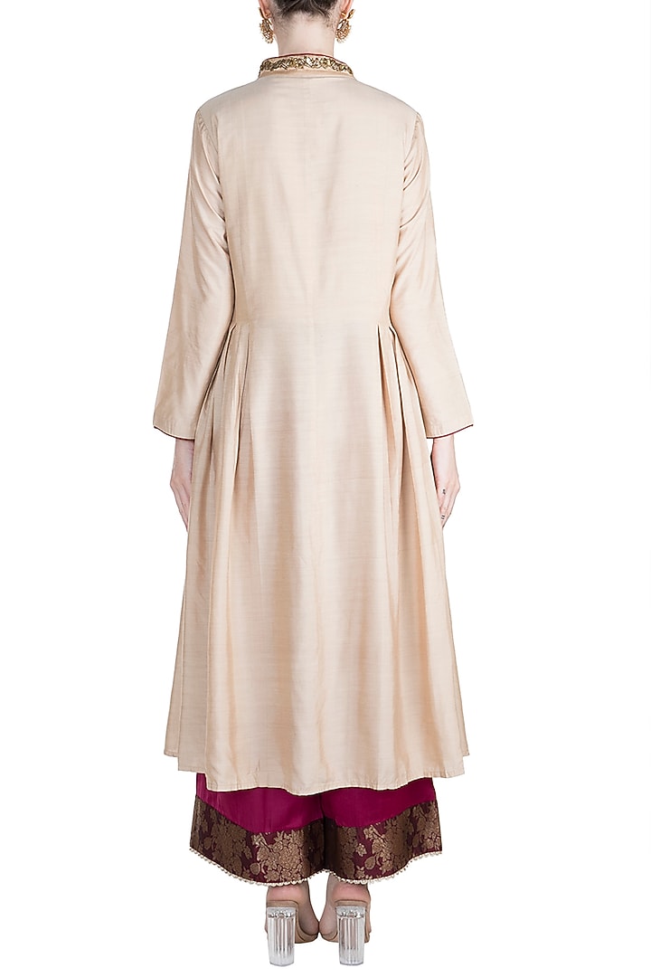 Beige Zardosi Embroidered Kurta Set by Alkaline by Alka Suman at Pernia's Pop Up Shop