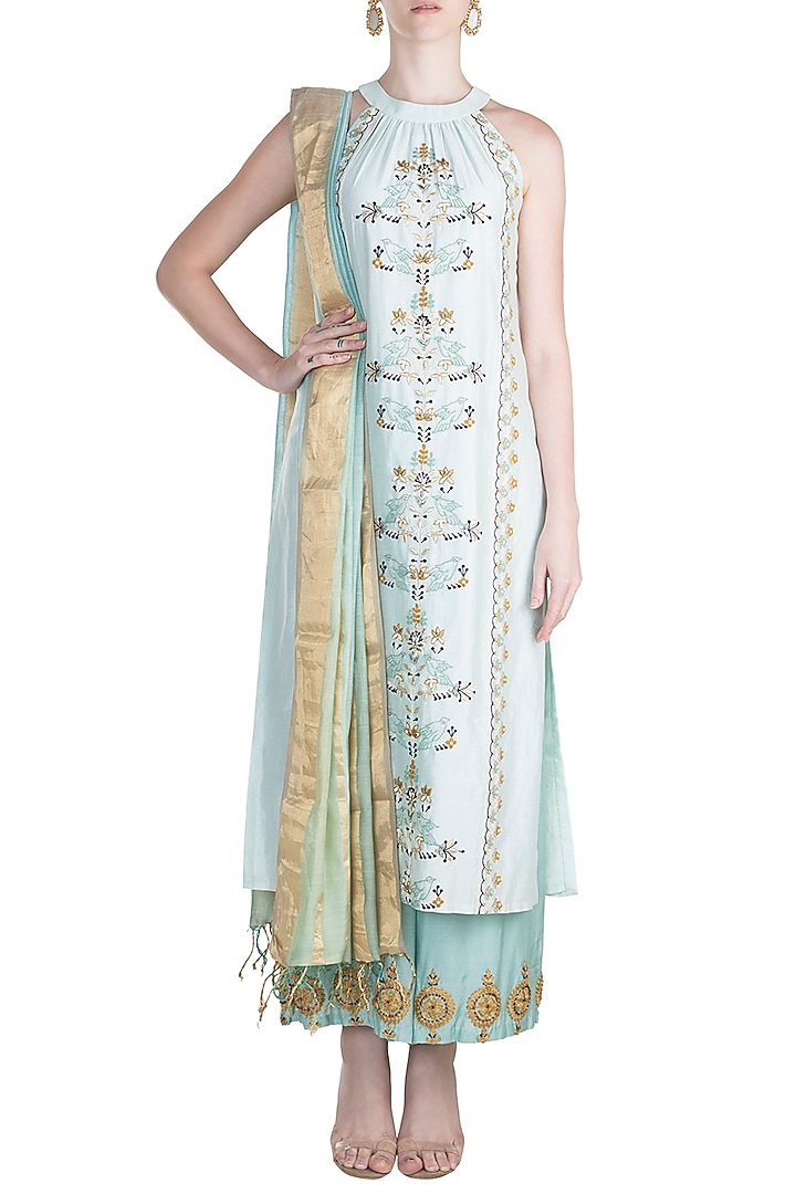 Sky Blue Chikankari Kurta Set by Alkaline by Alka Suman at Pernia's Pop Up Shop