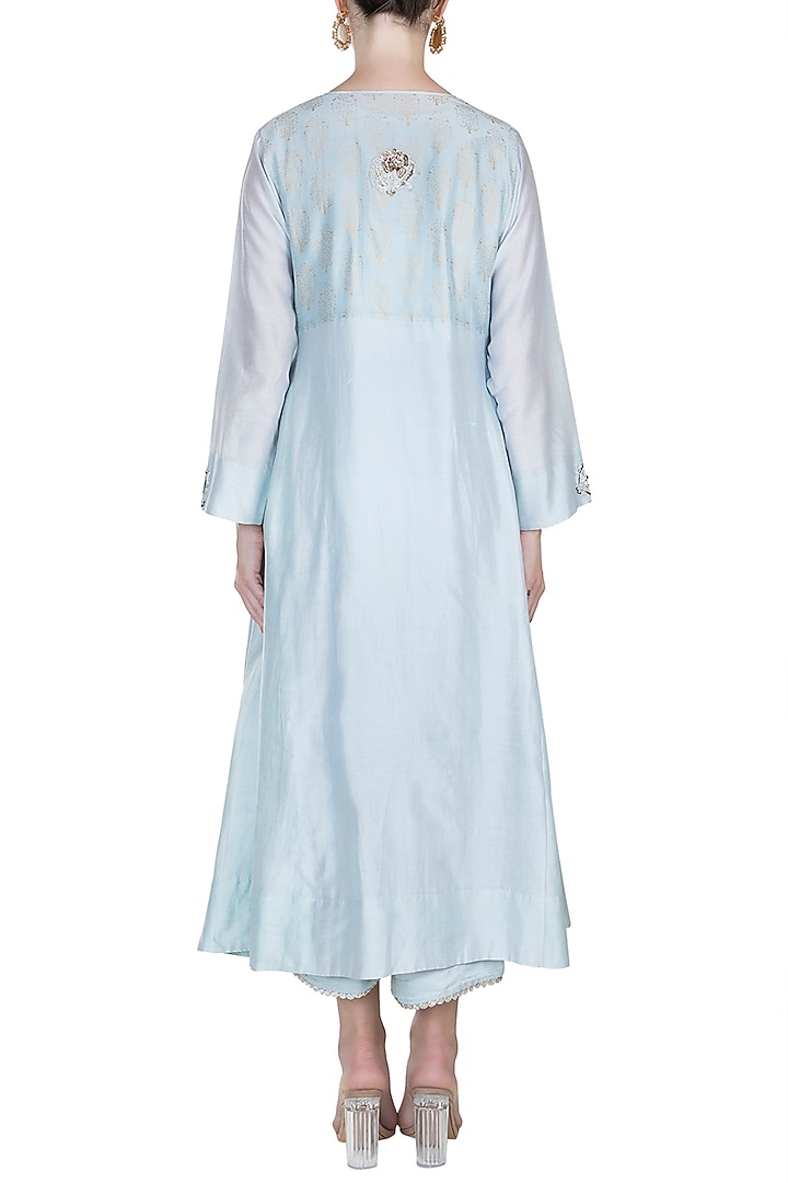 Powder Blue Embroidered Kurta With Dupatta & Slip by Alkaline by Alka Suman at Pernia's Pop Up Shop