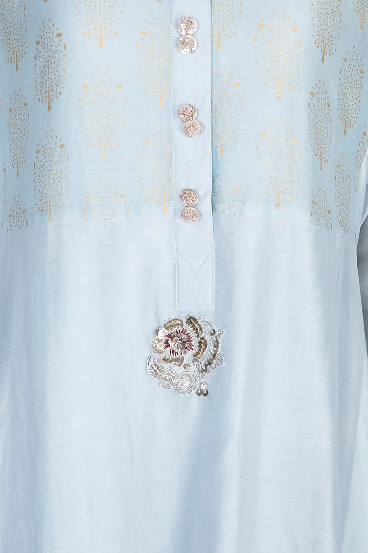 Powder Blue Embroidered Kurta With Dupatta & Slip by Alkaline by Alka Suman at Pernia's Pop Up Shop