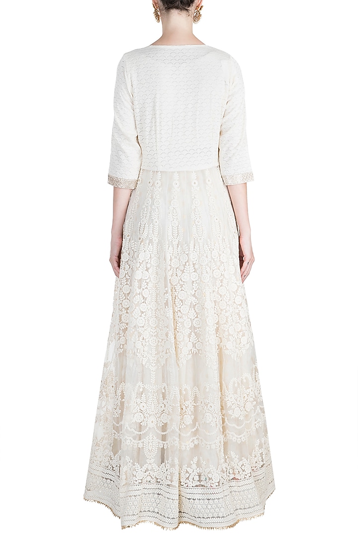 Off White Chikankari Embroidered Jacket Wedding Lehenga Set by Alkaline by Alka Suman at Pernia's Pop Up Shop