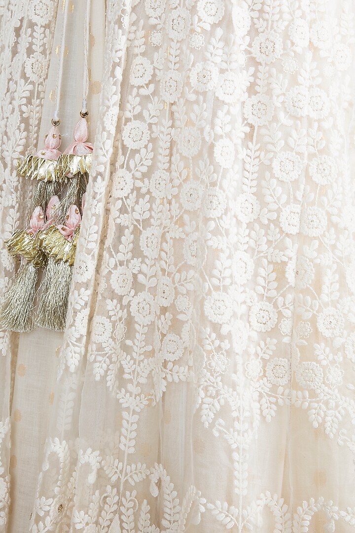 Off White Chikankari Embroidered Jacket Wedding Lehenga Set by Alkaline by Alka Suman at Pernia's Pop Up Shop