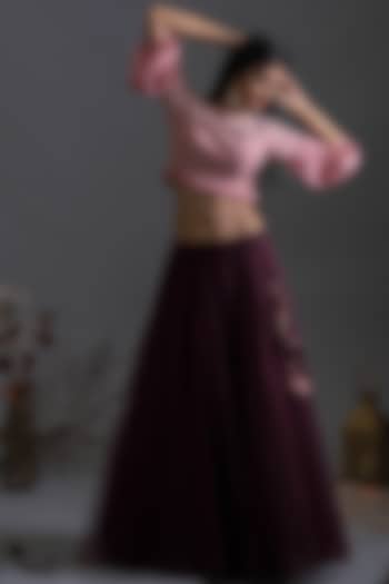 Rosebud Pearls Blouse & Mahogany Skirt Set   by Pooja Kankariya