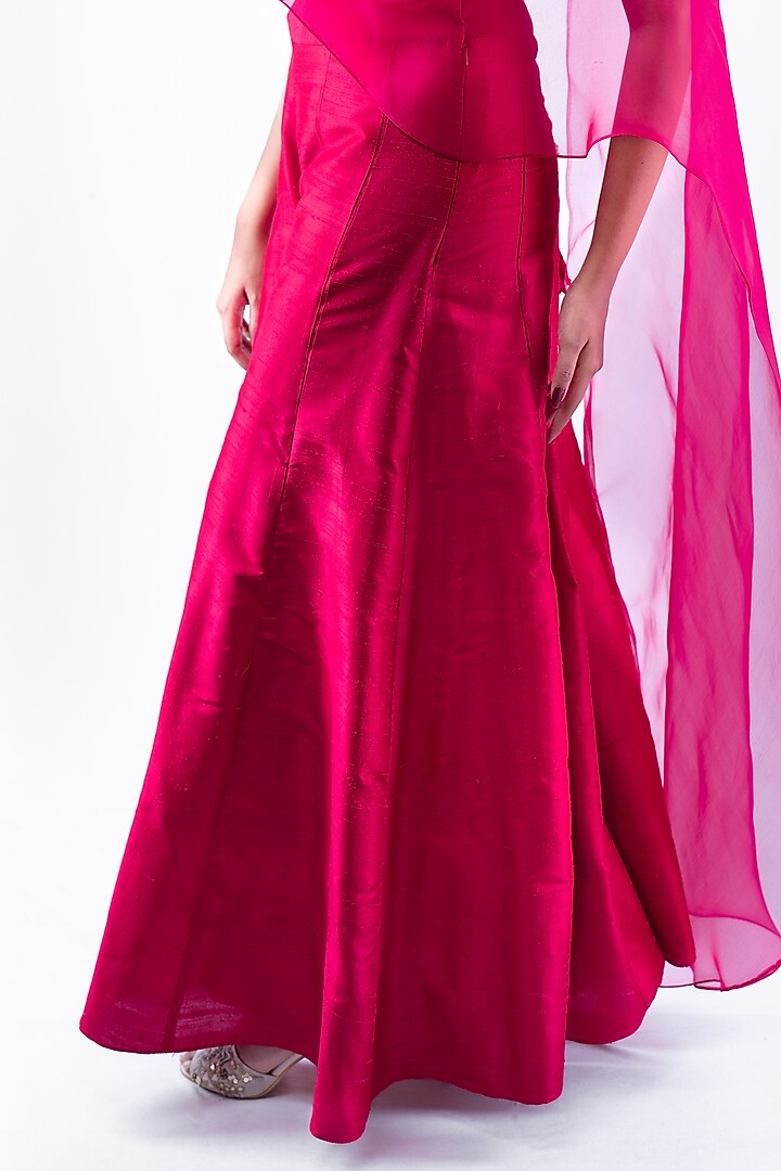 Fuchsia Silk Draped Wedding Sharara Set by Pooja Kankariya at Pernia's Pop Up Shop